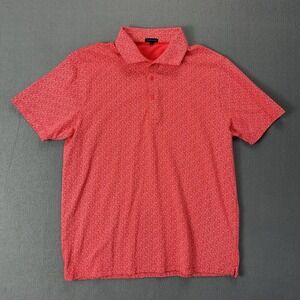 Patrick Assaraf Polo Shirt Mens XL Red Pima Cotton Stretch Floral Golf Print